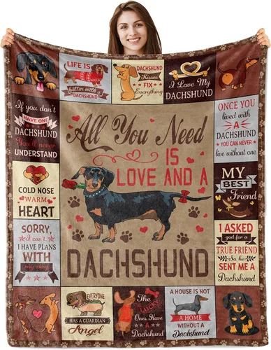 Butonus Dachshund Weiner Dog Regalos para mujeres, hombres, adultos y niños, manta de regalo para amantes del perro salchicha de 60 x 50 pulgadas