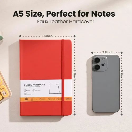 Miniatura 2 de Cuadernos con líneas para escribir de 5.5 x 8.2 pulgadas, 160 páginas tamaño A5 con bolsillo expandible, cuadernos de tapa dura para el trabajo