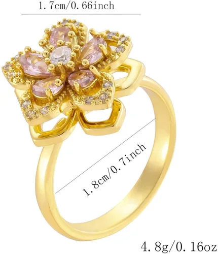 Miniatura 13 de Sunflower Ring Spinning Fidget Rings for Anxiety Open Adjustable Spinner Sun Ring Creative Relieving Stress Rotating Jewelry