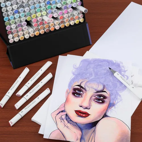 Miniatura 5 de Artfinity Set de marcadores de boceto - Juego de 3 - Garnet RV4-65, marcadores profesionales a base de alcohol de tinte vibrante para artistas
