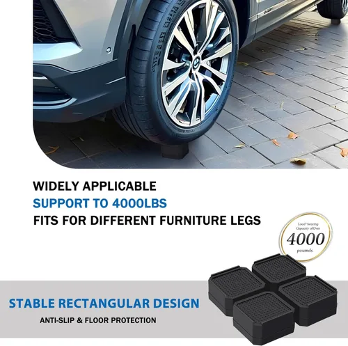 Miniatura 5 de ANNKUT Elevadores de cama y elevadores de muebles, bloques de elevación ajustables resistentes para sofás, escritorios y sillas, elevan 1.5