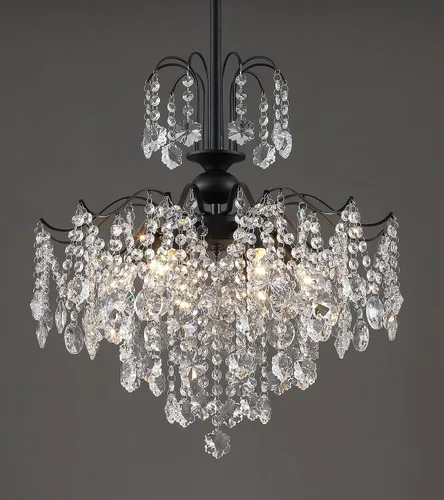 Miniatura 10 de Q&S Mini Lámpara de Araña de Cristal, Lámpara de Araña Rosa Moderna, Pequeña Lámpara Colgante para Habitación de Princesa, Vestidor, Baño, Tienda
