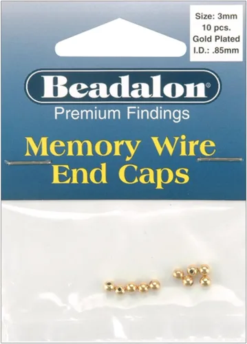 Miniatura 16 de Beadalon Tapas de alambre de memoria, 0.197 in / .197 in, redondas, color dorado, 10
