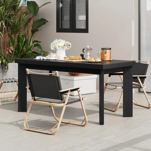 Miniatura 5 de Bigbiglife Mesa de comedor de 63 pulgadas para 6, mesa de comedor para interiores y exteriores con patas de madera, mesa de cocina con mesa grande