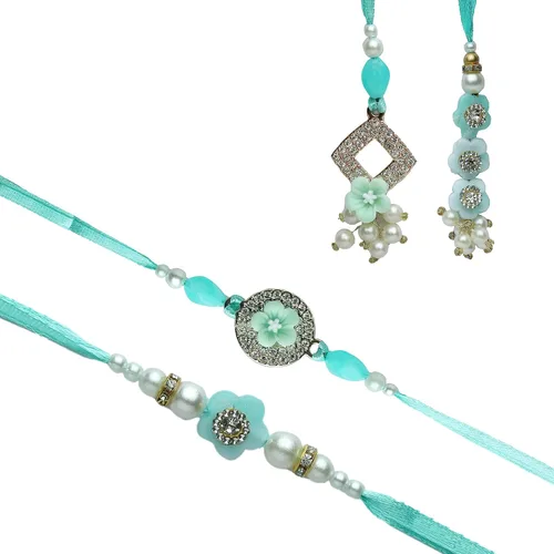 Miniatura 2 de Aditri Creation Rakhi Lumba Juego de 4 Rakhi para hermano y Bhabhi Bhaiya Bhai Rakhi Juego de 4 pares de hilos Rakhi Dora, paquete de regalo