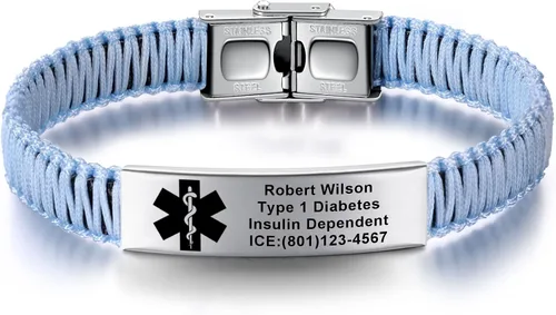 Miniatura 12 de Pulseras de alerta médica para mujeres Pulseras de identificación médica personalizables para hombres, niñas y niños Pulseras médicas trenzadas