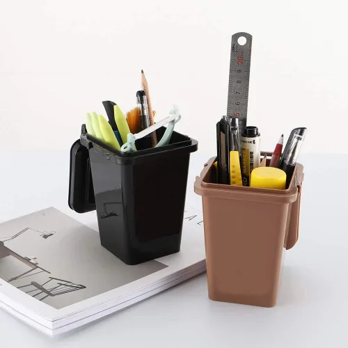Miniatura 3 de Soporte para bolígrafos y lápices 2020, vaso de plástico para bolígrafos, mini bote de basura de escritorio, organizador de bolígrafos