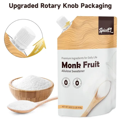 Miniatura 10 de SPICEEL Edulcorante de fruta de monje con alulosa, sustituto del azúcar blanco sin calorías, sin eritritol, apto para dieta cetogénica, de extracto