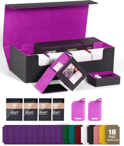 Miniatura 48 de Caja de almacenamiento de cartas ZLCA para cartas de intercambio, caja de cubierta de baraja MTG Commander con capacidad para más de 120 cartas