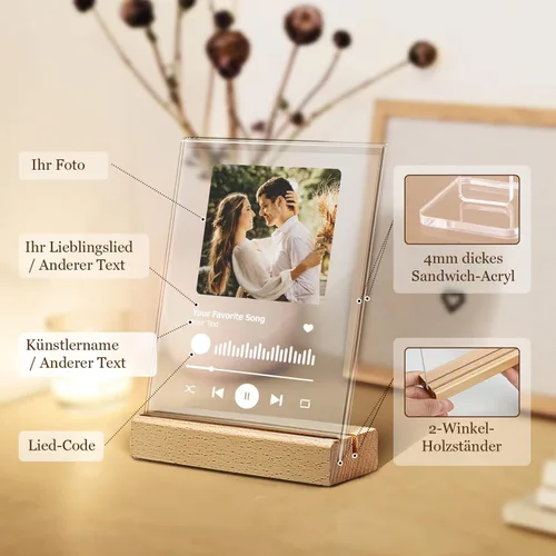 Miniatura 2 de Placa personalizada de Spotify, canción acrílica con foto y texto, marco de fotos personalizado para parejas, bodas, aniversario (4 x 6 pulgadas)