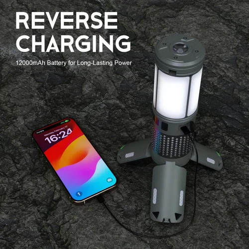 Miniatura 4 de Luces de camping telescópicas, luces de camping recargables con soporte, linternas de camping plegables de 12000mAh, linternas portátiles con base