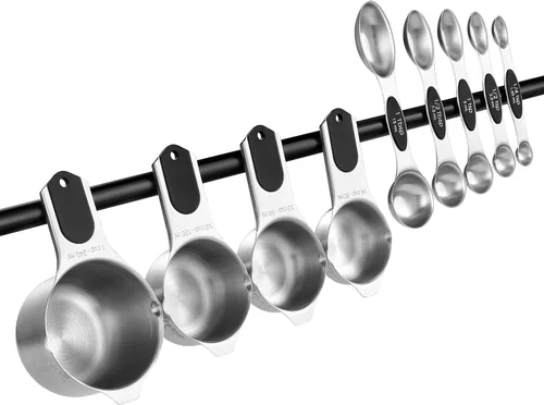 Miniatura 8 de Spring Chef Juego de tazas y cucharas medidoras magnéticas, patentado, imanes fuertes N45, acero inoxidable resistente que cabe en tarros