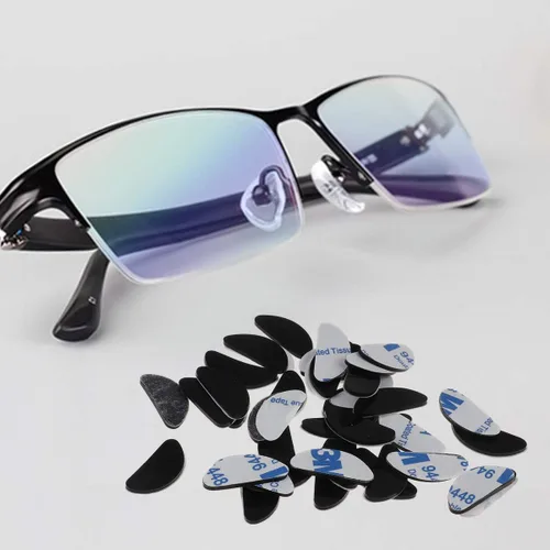Miniatura 5 de iiniim 20 pares de almohadillas de silicona hipoalergénicas para la nariz, adhesivas, antideslizantes, para gafas, lentes de sol, color negro