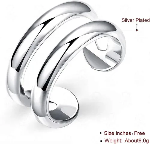 Miniatura 98 de Anillo de plata de ley 925, minimalista, ajustable, hecho a mano, para mujeres y niñas