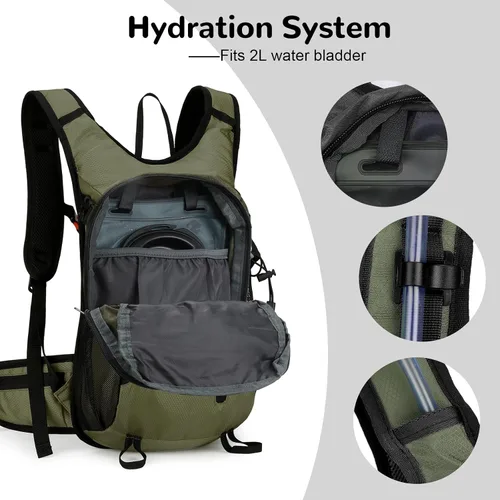 Miniatura 5 de Mochila de ciclismo de 15L con hebilla para casco para hombres y mujeres, pequeña, impermeable, ligera, mochila de senderismo con correa