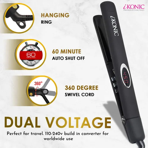 Miniatura 8 de iKonic Supernova - Plancha de cerámica de turmalina para el cabello y bolsa de viaje resistente al calor, plancha plana infrarroja, placas flotantes