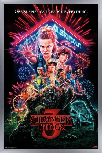 Miniatura 24 de Trends International Netflix Stranger Things: Season 3 - Póster de pared de una hoja, 14.725 x 22.375 pulgadas, versión enmarcada de madera