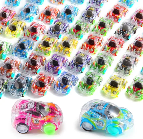 Juego de 50 Mini Autos de Retroceso, Vehículos de Carreras de Retroceso para Niños Pequeños, Juguetes a Granel, Regalos de Fiesta, Caja del Tesoro,