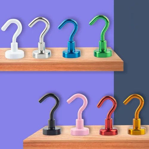 Miniatura 4 de Paquete de 9 ganchos magnéticos para cabinas de crucero, ganchos magnéticos para colgar en el refrigerador, imanes coloridos resistentes