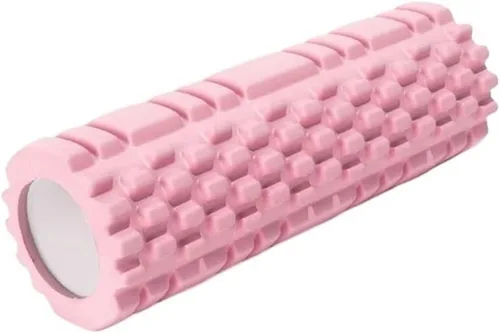 Rodillo de espuma de alta densidad para masaje muscular, alivio del dolor para espalda, piernas y brazos (rosa)
