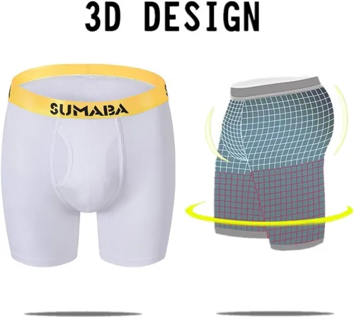 Miniatura 4 de Calzoncillos tipo bóxer de pierna larga para hombre, con bolsa que no se sube, de bambú, transpirables