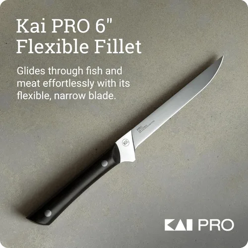 Miniatura 2 de Cuchillo de filete flexible Kai PRO de 6 pulgadas, cuchillo de filete afilado a mano, hoja de acero inoxidable alemán DIN1.4116, mango POM de espiga