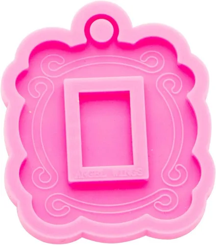 Miniatura 2 de Angel Wings Marco de fotos festoneado colgante collares molde de silicona con agujero de resina llavero molde patrón decorativo decoración bolsa