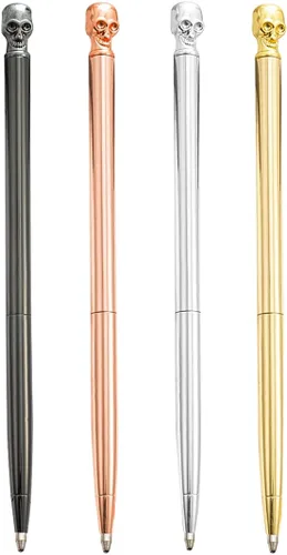 Miniatura 3 de 8 bolígrafos de metal con tinta negra, juego de bolígrafos delgados metálicos brillantes, decoración de fiesta de boda, suministros escolares