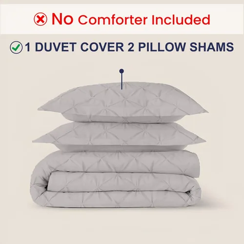 Miniatura 10 de Kotton Culture 1 Pc Twin/Twin XL Size Pinch Pleated - Pintuck Duvet Cover Only - 100% Egyptian Cotton Sateen -1000 TC Luxury Comforter Cover-Zipper