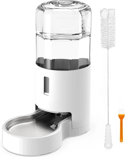Cuenco dispensador automático de agua para perros, dispensador de agua para mascotas por gravedad con cuenco de acero inoxidable, sin derrames, Negro