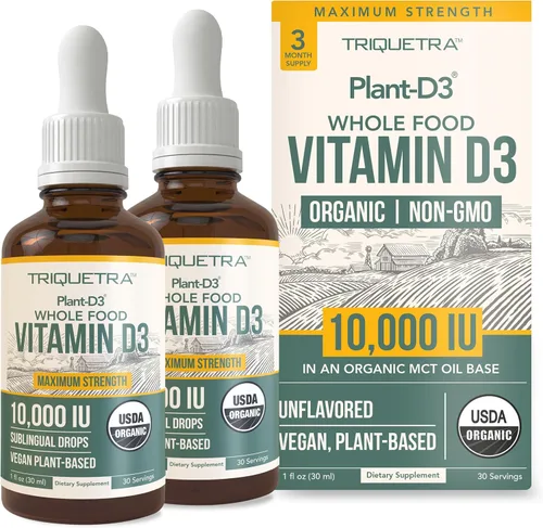 Miniatura 8 de Vitamina D3 orgánica de 10,000 UI – Planta D3, vegana, fuerza máxima sublingual líquido D3 gotas – 200% mayor absorción, 100%