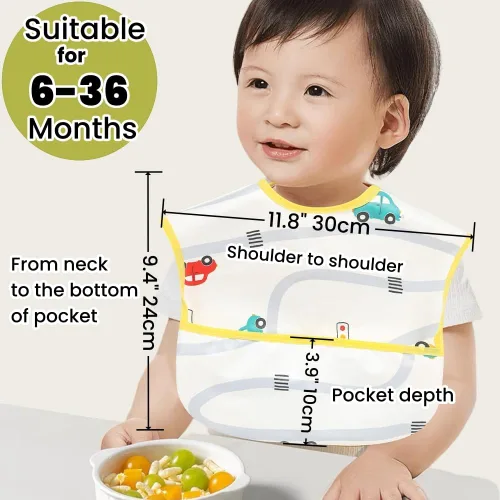 Miniatura 5 de TSD Baberos impermeables para bebés, paquete de 5 baberos ajustables para la hora de la comida, para recién nacidos, niños pequeños, fáciles