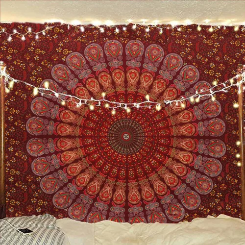 Miniatura 7 de Tapiz hippie indio bohemio psicodélico dorado azul pavo real mandala colgante en la pared (negro blanco, Queen (84 x 90 pulgadas) (84.6 x 90.6 in)