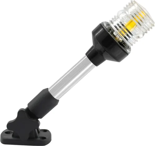 Miniatura 5 de ISURE MARINE Luz LED de popa plegable de 9 pulgadas, 3 millas náuticas, luces de anclaje de navegación, color blanco, 360 ° para pontón y barcos