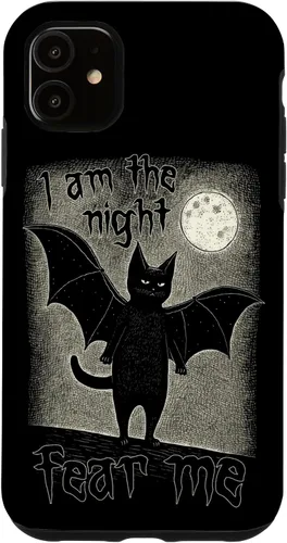 Miniatura 5 de Funda para iPhone 15 I Am The Night Fear Me Cute Black Cat Bat Punk Goth Grunge