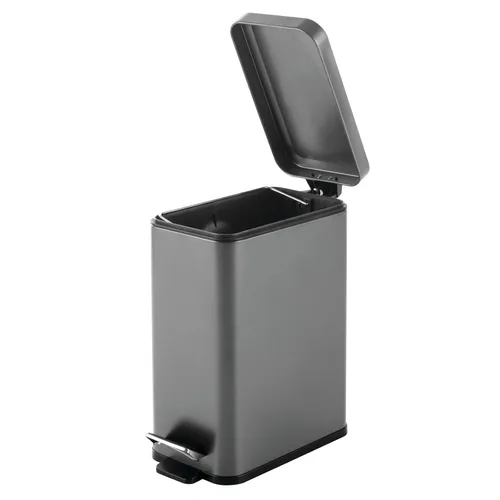Miniatura 5 de mDesign - Cubo de basura de 2,6 galones de perfil delgado con escalón de metal, papelera, contenedor de basura, baño, tocador, dormitorio, cocina