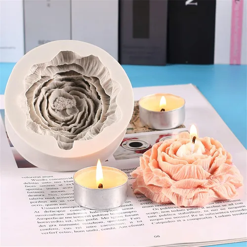 Miniatura 4 de Molde de silicona para velas de flores de peonía, molde de jabón, fondant, chocolate, pastel, dulces, resina epoxi, yeso, arcilla, herramientas