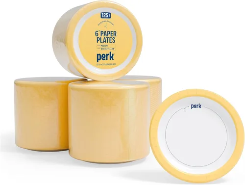 Miniatura 11 de Perk - Platos de papel de 9 pulgadas, 1000 unidades a granel, platos desechables sin revestimiento para cenas, fiestas y uso diario