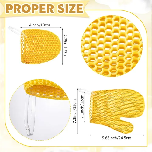 Miniatura 3 de Karenhi 2 Pcs Honeycomb Exfoliating Glove Set Exfoliating Bath Mitt Honeycomb Face and Body Scrubber Shower Mitt for Cleaning Body Shower Face Skin
