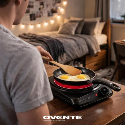 Miniatura 7 de OVENTE Quemador individual infrarrojo para encimera, placa eléctrica de 1000 W con placa de cocina de vidrio cerámico de 7 pulgadas, ajuste