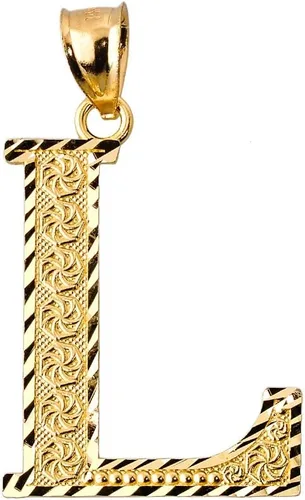 Miniatura 13 de Colgante personalizado de oro amarillo de 10 quilates con letras iniciales A-Z