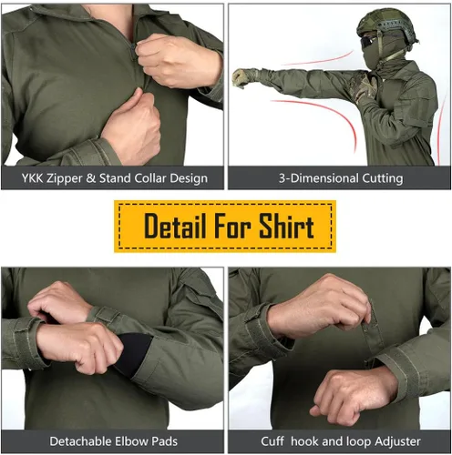 IDOGEAR Conjunto de uniforme de combate de asalto G3 para hombre con rodilleras camuflaje camuflaje táctico Airsoft caza paintball equipo Verde