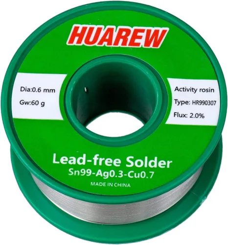 Alambre de soldadura sin plomo con núcleo de colofonia para soldadura eléctrica (0.024 in, 2.12 oz)