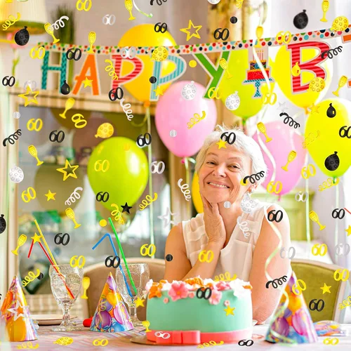 Miniatura 7 de 3000 piezas de confeti de cumpleaños con purpurina para decoración de cumpleaños, aniversario, mesa de papel de aluminio metálico, confeti