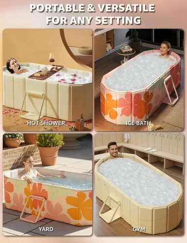 Miniatura 6 de Bañera Portátil para Baño de Hielo - Bañera Plegable Colapsible para Adultos Ducha Baño SPA Caliente de Remojo Bañera de Inmersión Fría Bañera