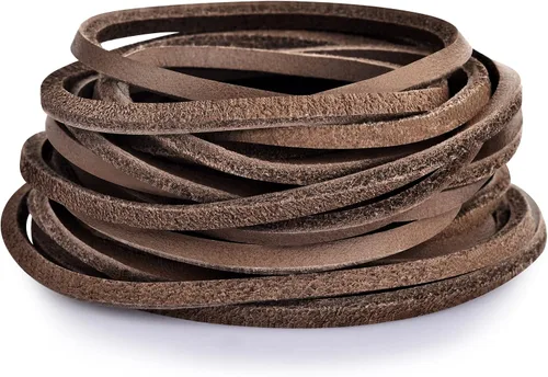 Miniatura 10 de TeeLiy 3 mm Cordón plano de tira de cuero genuino de 3 mm de ancho, cuero de grano completo de piel de vacuno, cordones de encaje, trenzado Atlantis