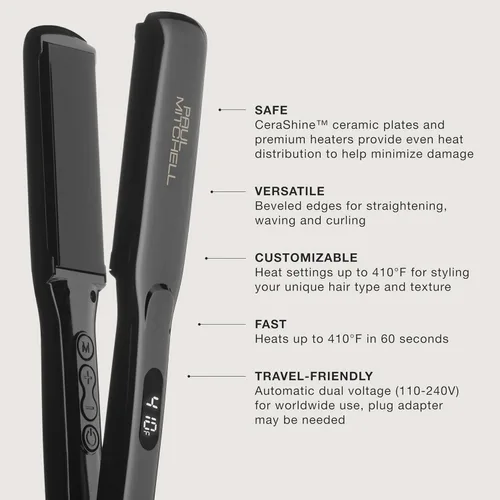 Miniatura 2 de Paul Mitchell Smooth+ Ceramic Flat Iron, Adjustable Heat Settings, for Smoothing + Straightening