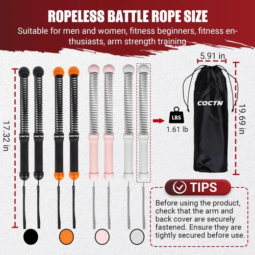 Miniatura 5 de Weighted Ropeless Battle Ropes, Heavy Duty Portable Cordless Battle Ropes for Home Gym with Poster, Exercise Ropes for Strength Building, Cardio