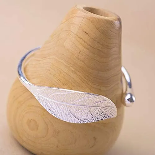 Miniatura 6 de YBpineer - Brazalete para mujer con diseño de hojas abiertas
