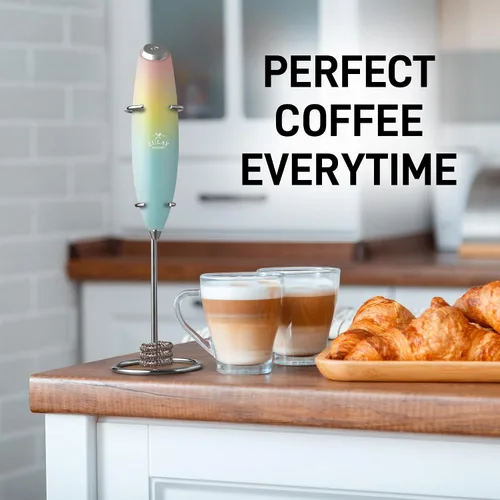 Miniatura 158 de Zulay Milk Boss Espumador de leche potente manual, hace espuma para latte, batidor para mezclar bebidas, café, miniespumador para capuchino, frappé